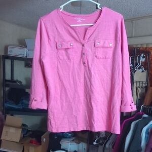 Croft & Barrow Pink Long Sleeve Tee